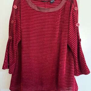 Red Bell Sleeve Sweater  with Buttoned Details Very soft and Comfy !